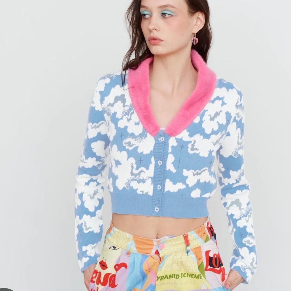 Lazy Oaf X Laura Callaghan Book Club Cloudy Cardigan RARE!!